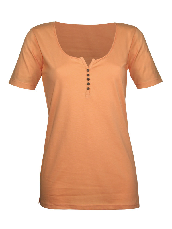 Tee-shirt coton bio orange DETROIT1 col ouvert femme