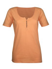 Tee-shirt coton bio orange DETROIT1 col ouvert femme