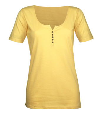 Tee-shirt coton bio jaune DETROIT2 col ouvert femme