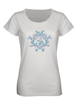 Tee-shirt col rond blanc DIAPO2 sérigraphie coton femme