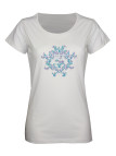 Tee-shirt col rond blanc DIAPO2 sérigraphie coton femme