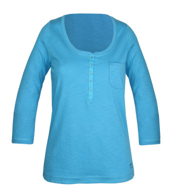 Tee-shirt bleu DIMITRI1 maille flammée manches 3/4 femme