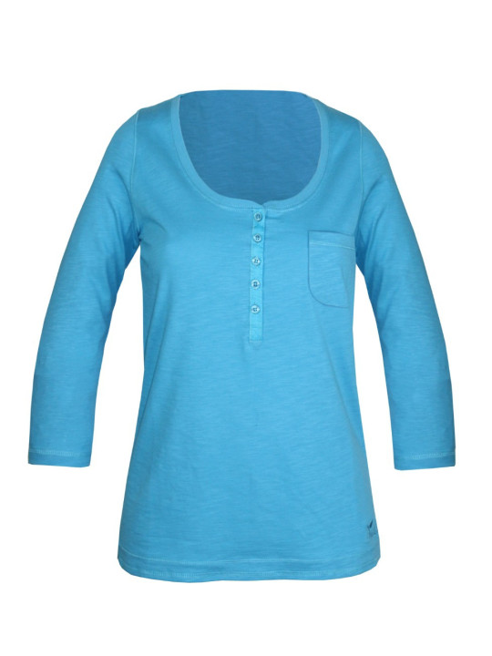 Tee-shirt bleu DIMITRI1 maille flammée manches 3/4 femme