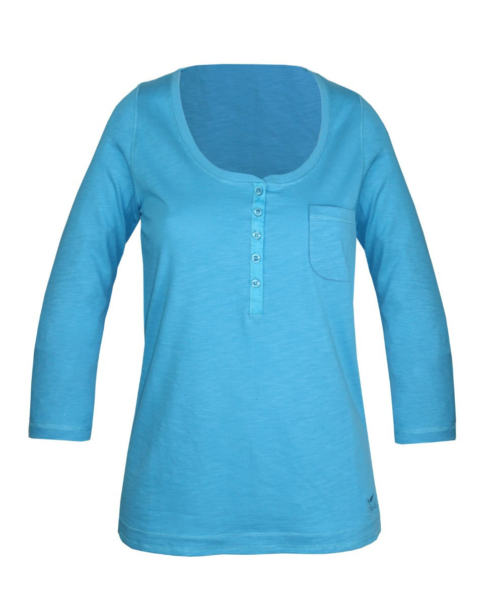 Tee-shirt bleu DIMITRI1 maille flammée manches 3/4 femme