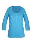 Tee-shirt bleu DIMITRI1 maille flammée manches 3/4 femme