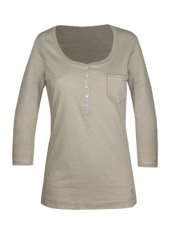 Tee-shirt beige DIMITRI1 maille flammée manches 3/4 femme