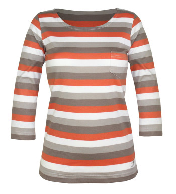 Tee-shirt DIXIE1 taupe/orange col bateau manches 3/4 femme