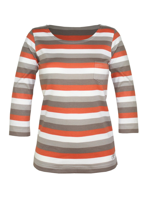Tee-shirt DIXIE1 taupe/orange col bateau manches 3/4 femme