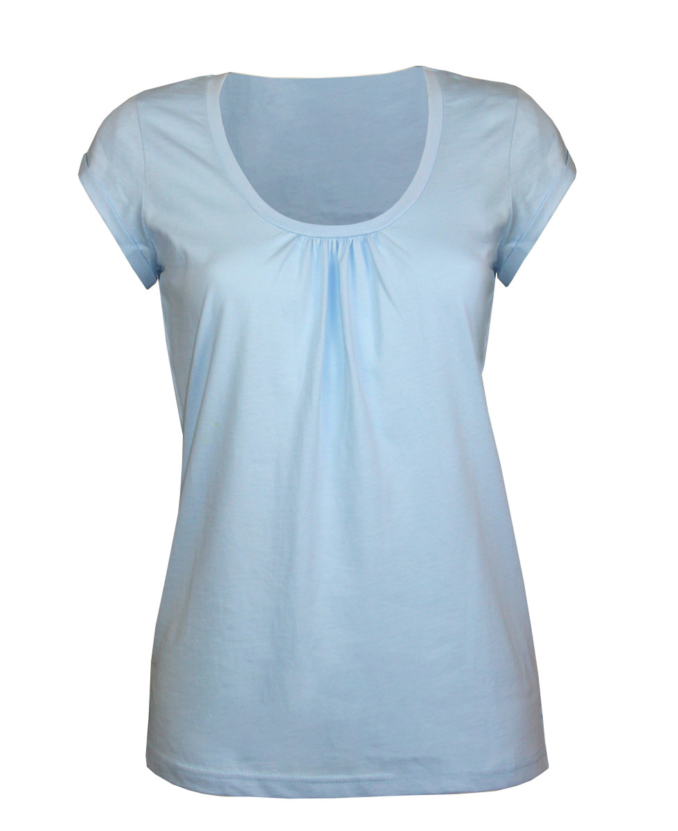 Tee-shirt bleu DJIBOUTI3 coton bio col rond femme