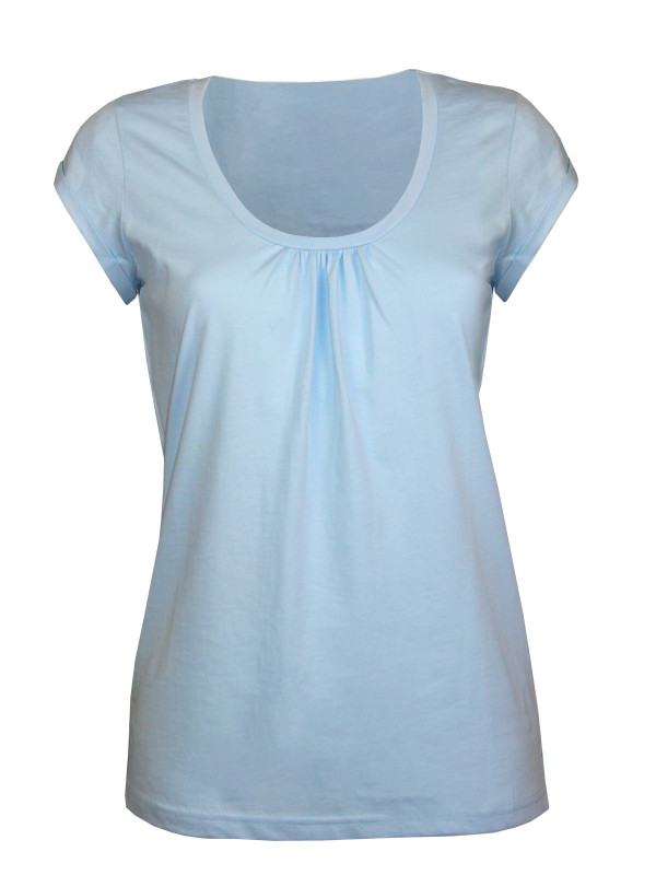 Tee-shirt bleu DJIBOUTI3 coton bio col rond femme