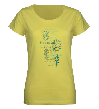 Tee-shirt col rond jaune DOJO1 sérigraphie coton femme