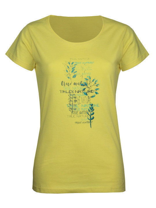 Tee-shirt col rond jaune DOJO1 sérigraphie coton femme
