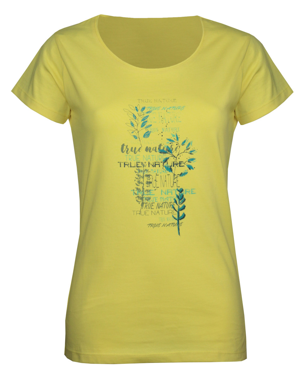 Tee-shirt col rond jaune DOJO1 sérigraphie coton femme