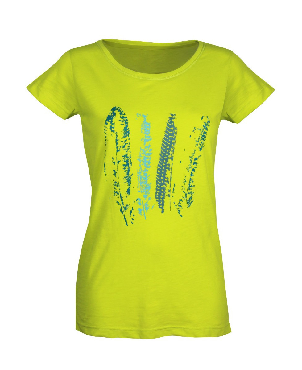 Tee-shirt col bateau jaune sérigraphié MAYFLOWER femme