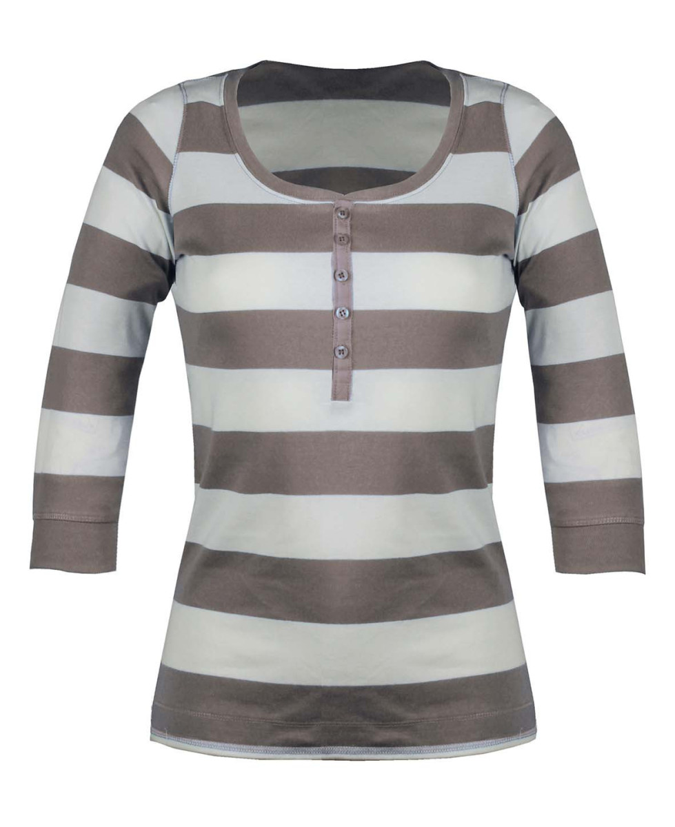 Tee-shirt beige DOMINGO1 col rond boutons manches 3/4 femme