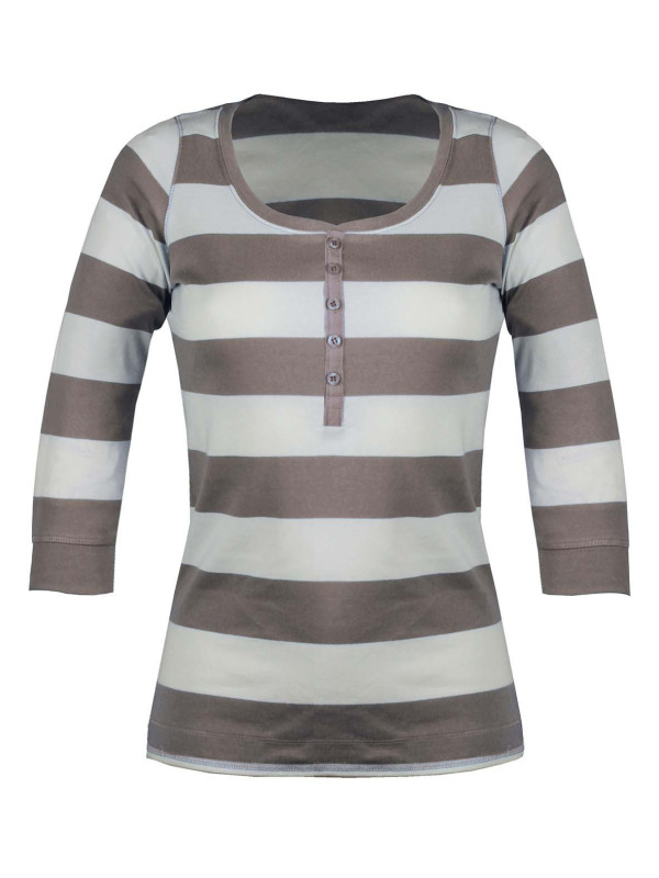Tee-shirt beige DOMINGO1 col rond boutons manches 3/4 femme