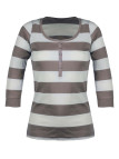 Tee-shirt beige DOMINGO1 col rond boutons manches 3/4 femme