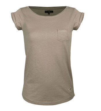 Tee-shirt femme DOMY1 col bateau taupe MAYFLOWER