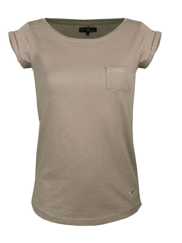 Tee-shirt femme DOMY1 col bateau taupe MAYFLOWER