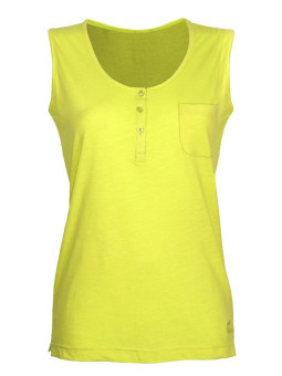 Débardeur lemon coton femme – Col rond, maille flammée, poche