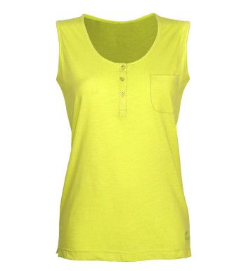 Débardeur lemon coton femme – Col rond, maille flammée, poche