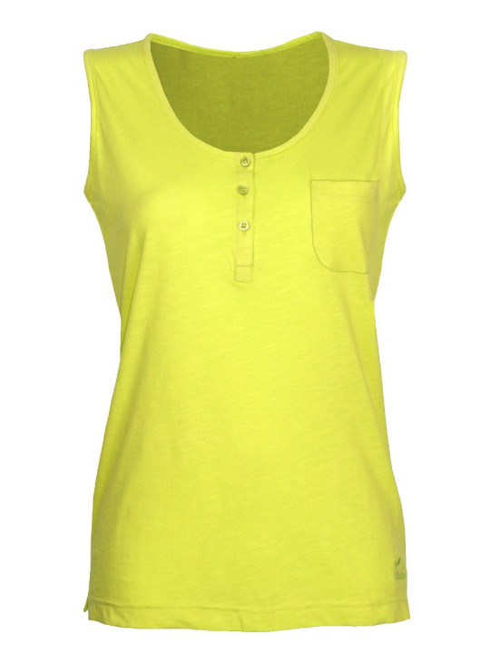 Débardeur lemon coton femme – Col rond, maille flammée, poche