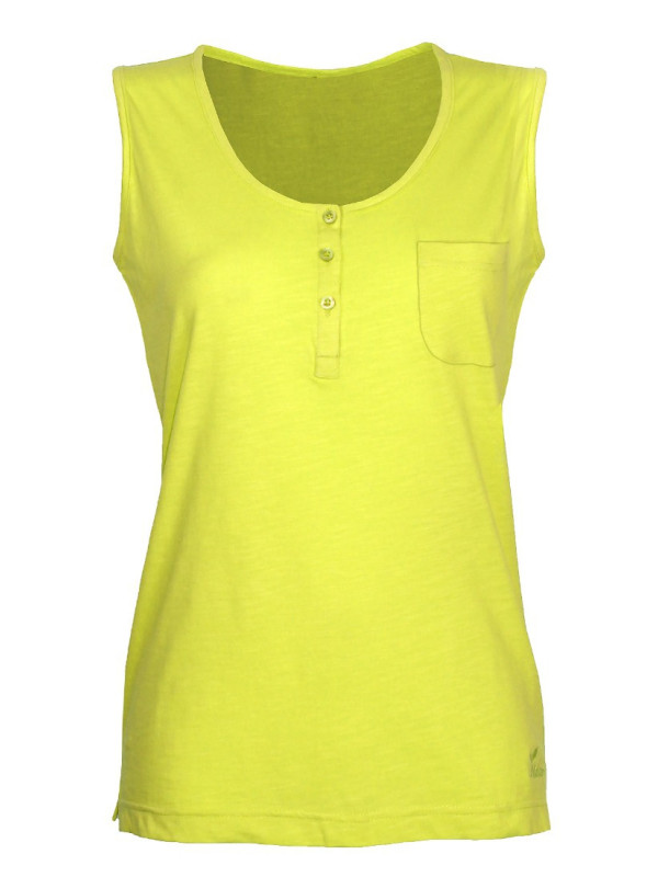 Débardeur lemon coton femme – Col rond, maille flammée, poche
