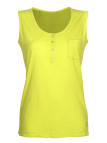 Débardeur lemon coton femme – Col rond, maille flammée, poche