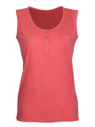 Débardeur corail coton femme – Col rond, maille flammée, poche