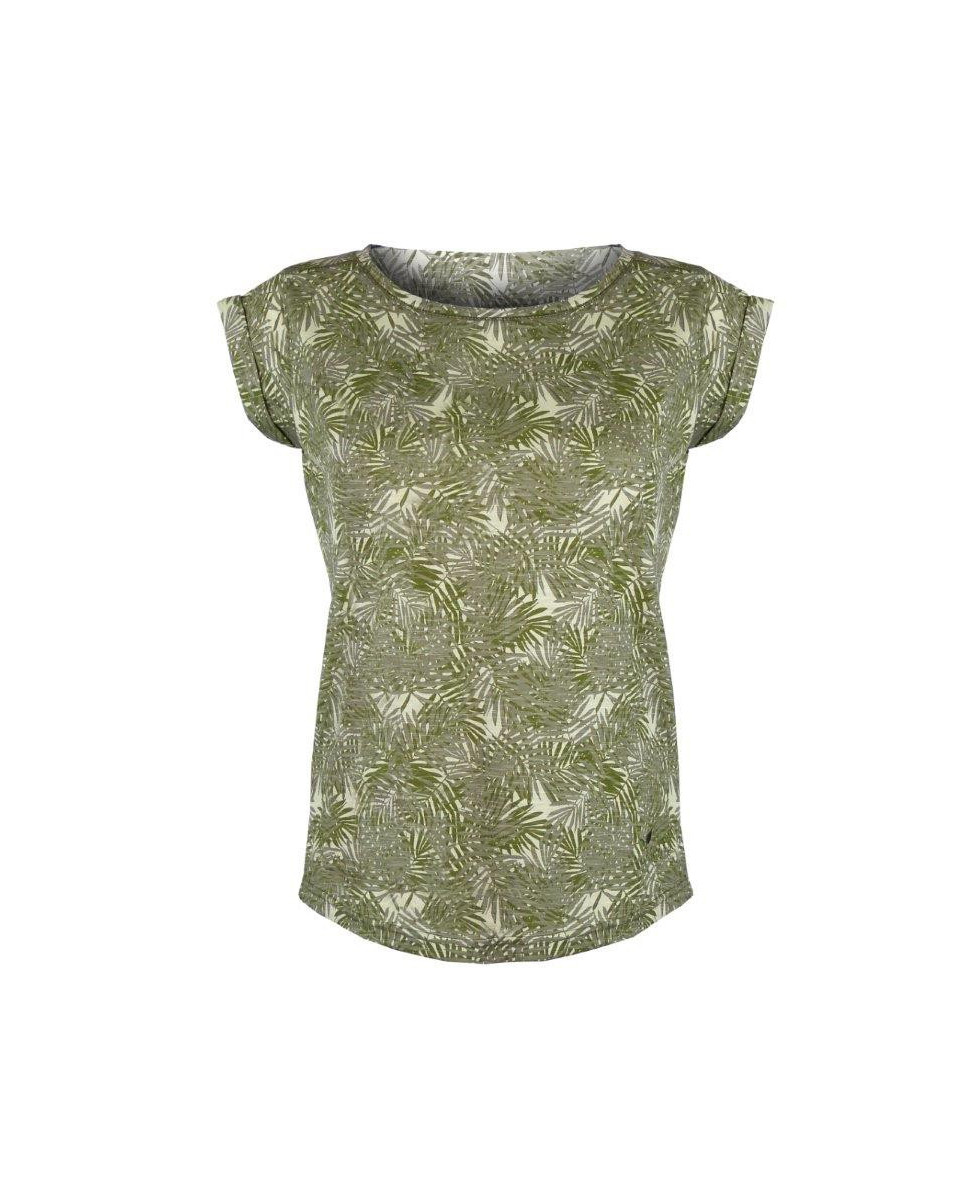 Tee-shirt vert DONATA1 col rond motif all over coton viscose