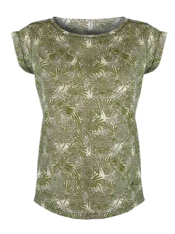 Tee-shirt vert DONATA1 col rond motif all over coton viscose