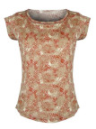 Tee-shirt orange DONATA2 col rond motif all over coton viscose