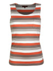 Débardeur rayé femme col rond coton – Taupe corail blanc