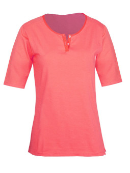 Tee-shirt orange DUMPING4 col tunisien boutons nacre femme