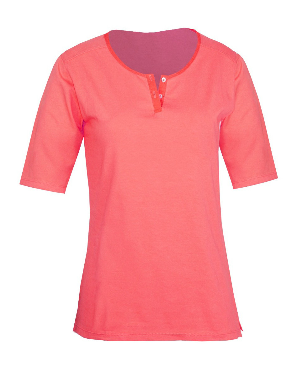 Tee-shirt orange DUMPING4 col tunisien boutons nacre femme