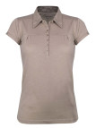 Polo femme taupe coton – Col V, poche poitrine élégante