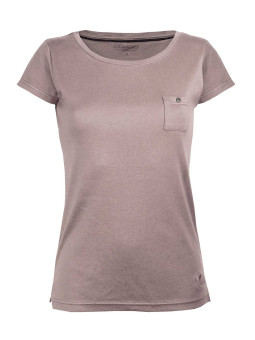 Tee-shirt beige DYLAN1 col bateau poche bois coton femme