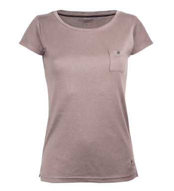 Tee-shirt beige DYLAN1 col bateau poche bois coton femme
