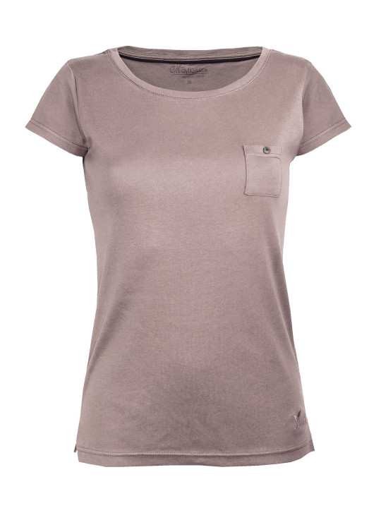 Tee-shirt beige DYLAN1 col bateau poche bois coton femme
