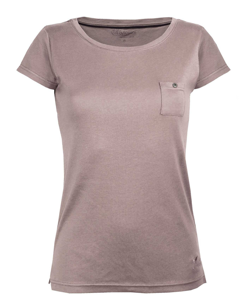 Tee-shirt beige DYLAN1 col bateau poche bois coton femme