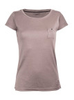 Tee-shirt beige DYLAN1 col bateau poche bois coton femme
