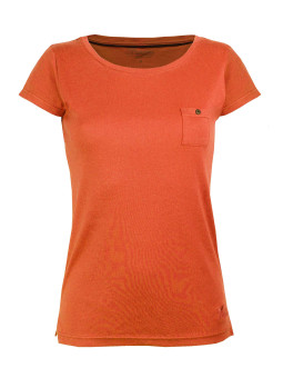 Tee-shirt orange DYLAN2 col bateau poche bois coton femme