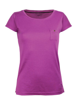 Tee-shirt pourpre DYLAN3 col bateau poche bois coton femme