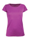 Tee-shirt pourpre DYLAN3 col bateau poche bois coton femme