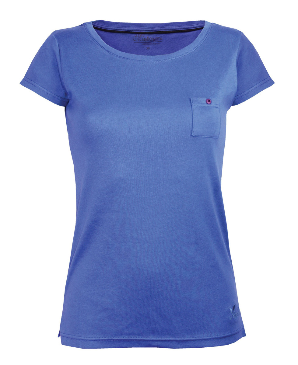 Tee-shirt lavande DYLAN4 col bateau poche bois coton femme