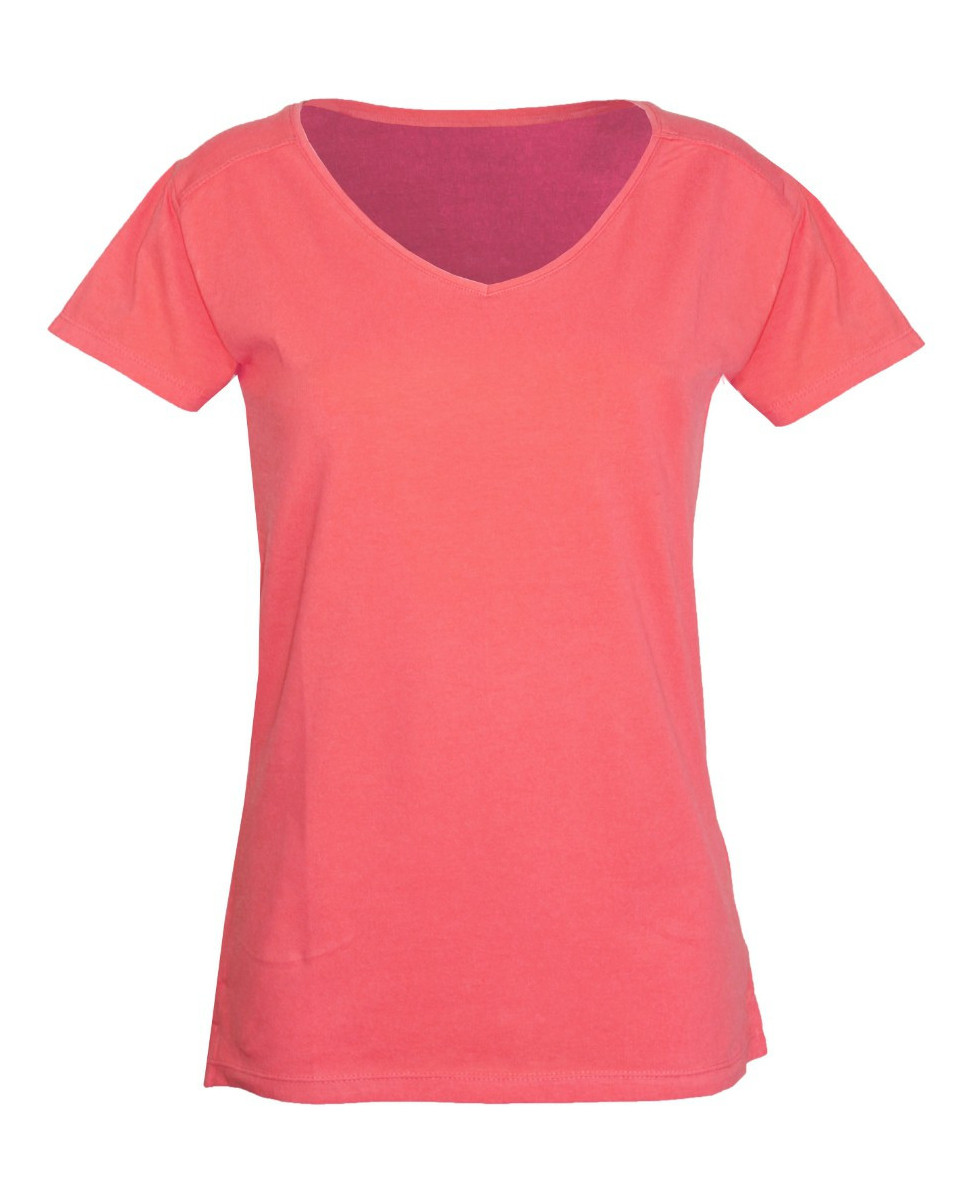 Tee-shirt corail DYNASTIE4 col V coton stretch femme