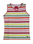 Débardeur femme multicolore coton – Rayures et col fantaisie