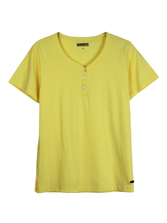 T-shirt col à bouton AXONE EFIRA2J jaune en coton femme