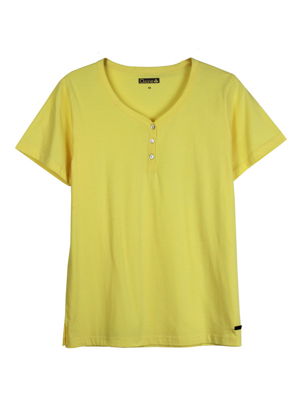 T-shirt col à bouton AXONE EFIRA2J jaune en coton femme