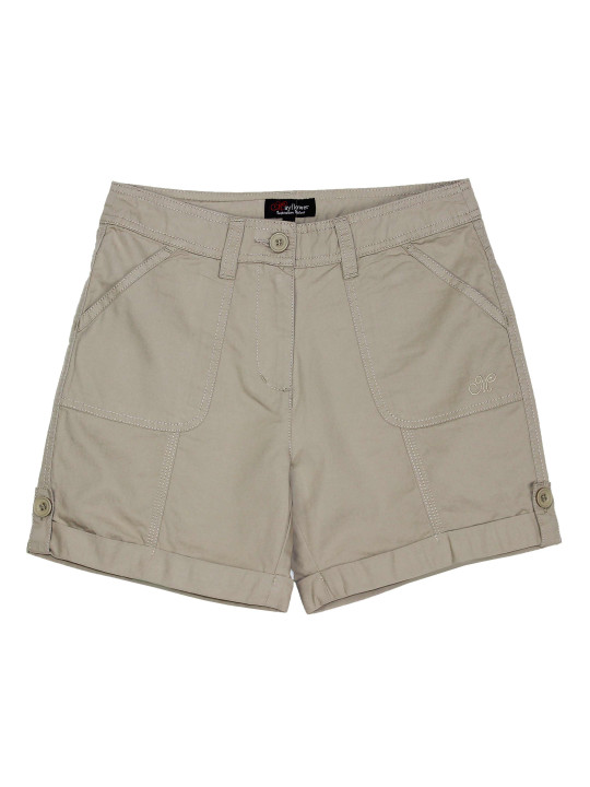 Short détente beige femme EXTRA1B – Coton, poches, revers